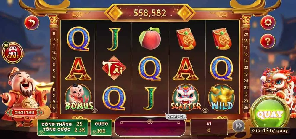 Giao diện game slot trực tuyến hấp dẫn Cày Hũ Thần Tài