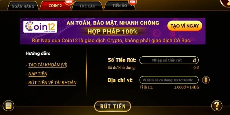 Giao dịch qua Coin12 đẩy nhanh tốc độ thực hiện lệnh rút